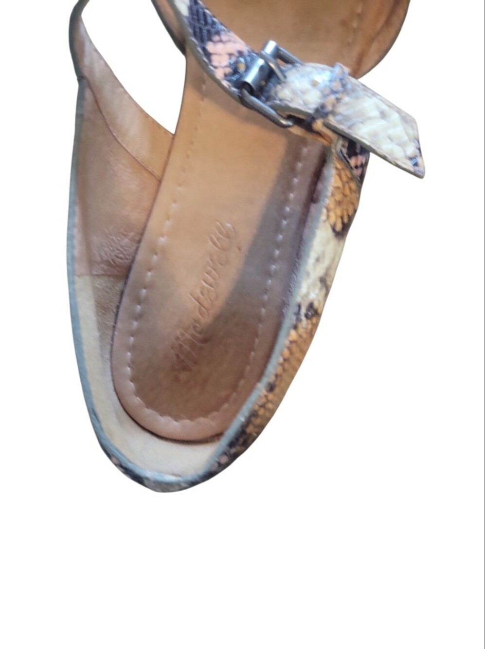 Madewell The Alina Leather D'Orsay Snake-Print Mary Jane Flats in Tan and Black - Picture 4 of 9